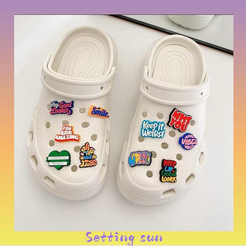 Charms Sepatu Motivasional Phrases jibbitz crocs Untuk Aksesoris Pesta Anak Lucu TN