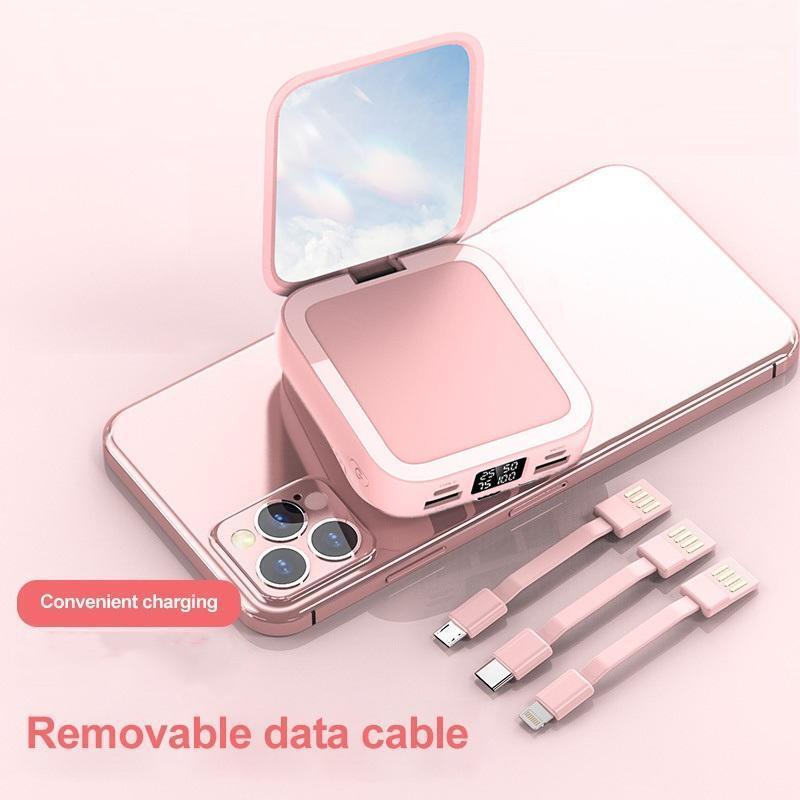 Mini Powerbank Beauty Mirror 20000mAh Power Bank Pengisian Cepat dengan Cermin Lipat Fast Charging(COD)