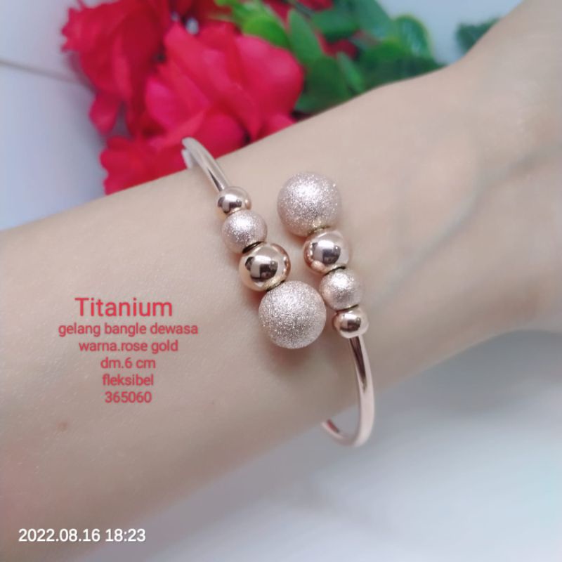 Gelang Titanium Rose Gold Fleksibel Terlaris Termurah