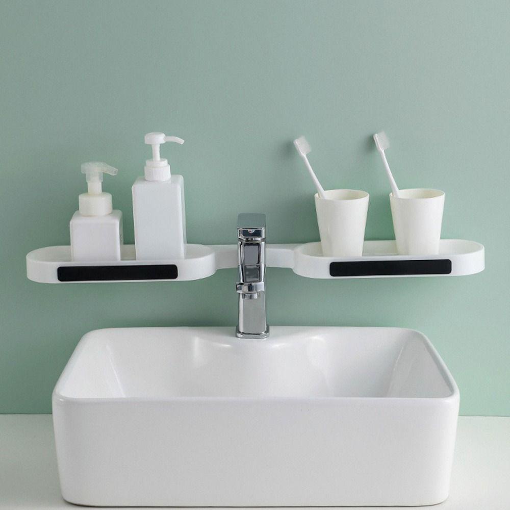 Solighter Rak Putar Kamar Mandi Toilet Baru Wastafel Foldable Drain Soap Shelves