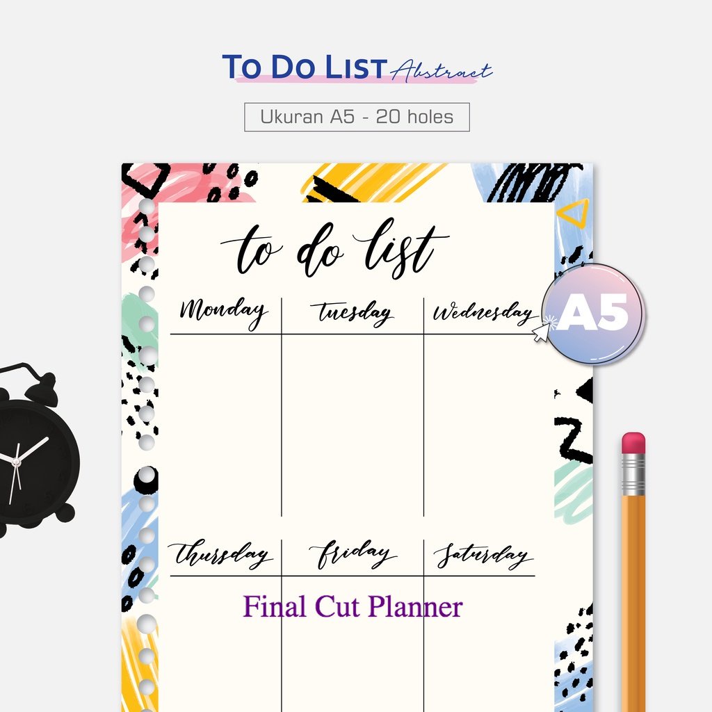 

Bukuqu Loose leaf A5 - NL271 To Do List Abstract - Bookpaper - Isi Binder - File - Stationery .