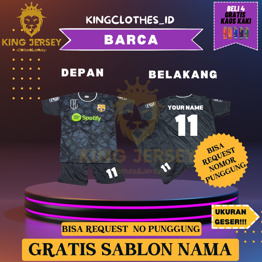 JERSEY ANAK BARCA HITAM BEBAS REQUEST NO PUNGGUNG