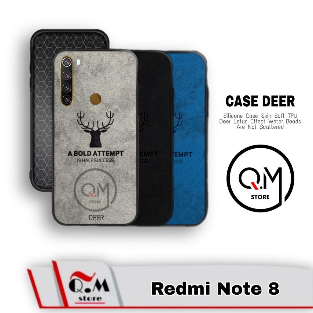 Case Xiaomi Redmi Note 8 Softcase Deer Pelindung Back Cover High Quality Bermotif Cloth Rusa Jens