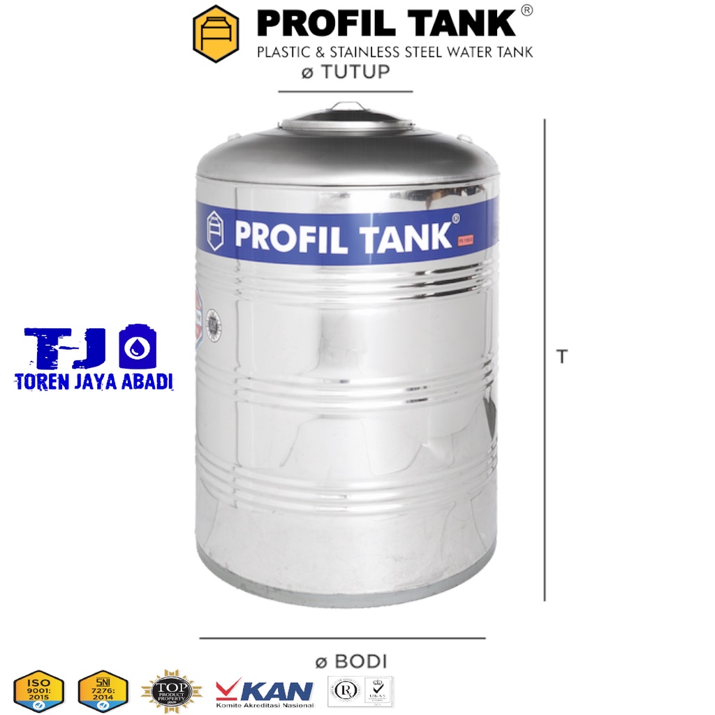 Tandon / Toren air Profil Tank stainless PS 2500 D (datar tanpa kaki)