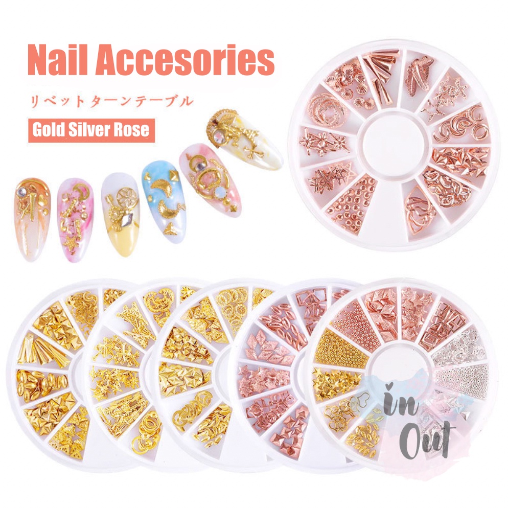Nail Accesories Hiasan Kuku Gold Metal SIlver Rose Gold Nail Charm / Aksesoris kuku Nail Whell Nail Charm / hiasan dekorasi kuku / Nail Art Manicure Pedicure Wheel Colourful DIY KU042