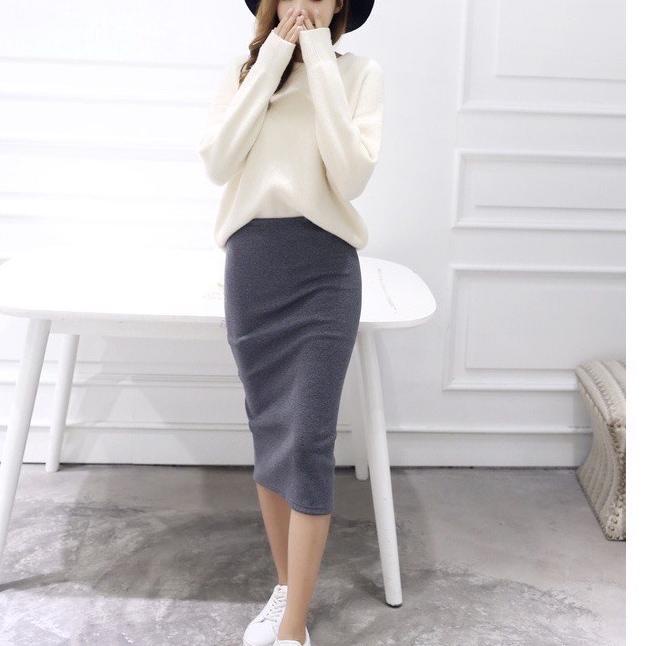 ROK SPAN RAJUT/ROK SPAN KNITTED/ROK PANJANG DAN ROK 7/8 PREMIUM