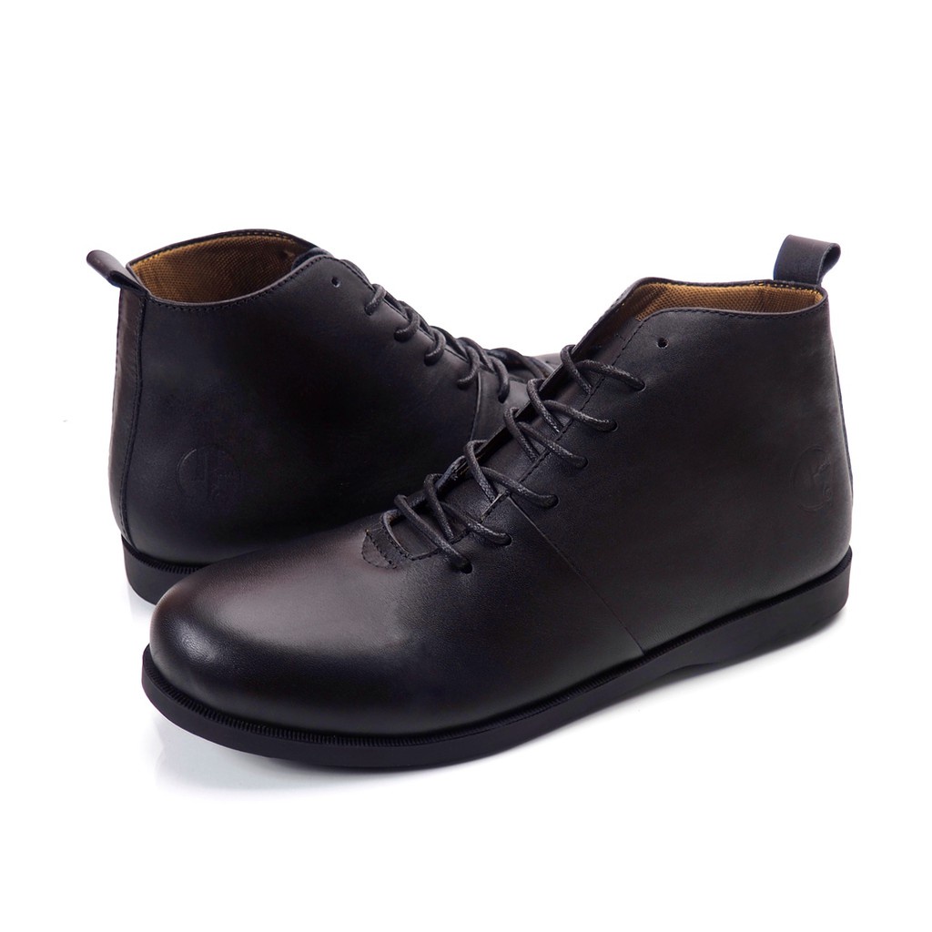 Sepatu kulit laki laki dewasa - Sepatu Boots REYLMAN  Stream Black Series RLM