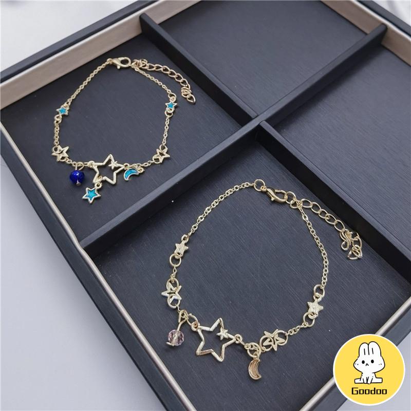 Korea Bintang Gelang Bulan Lucu Liontin Gelang Wanita Fashion Perhiasan Aksesoris -Doo