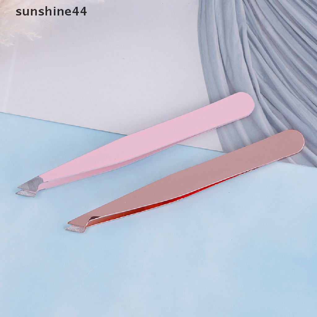 Sunshine Pinset Stainless Steel Ujung Miring Untuk Merapikan Alis