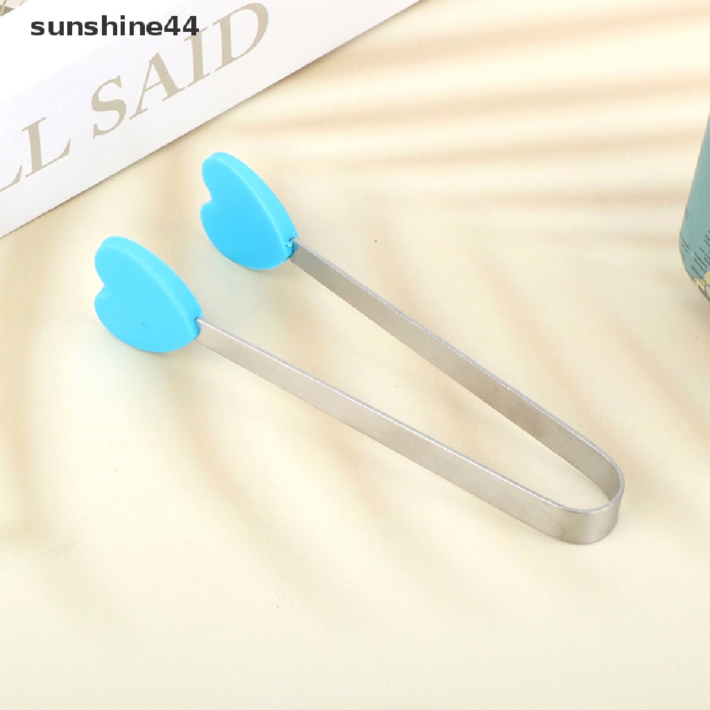 Sunshine 1Pc Penjepit Makanan Bentuk Hati Bahan Stainless Steel + Silikon Anti slip