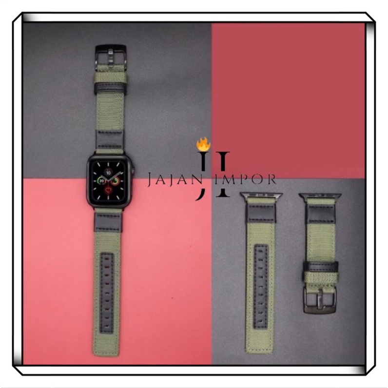 Tali Strap Kanvas Nylon Kulit lWatch / i watch / i-watch 3 4 5 6 7 SE 41mm 42mm 45mm 49mm Iwo 38mm 40mm 41mm