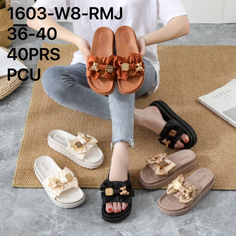 sandal balance 1603-W8 sandal karet slop variasi pita wanita import