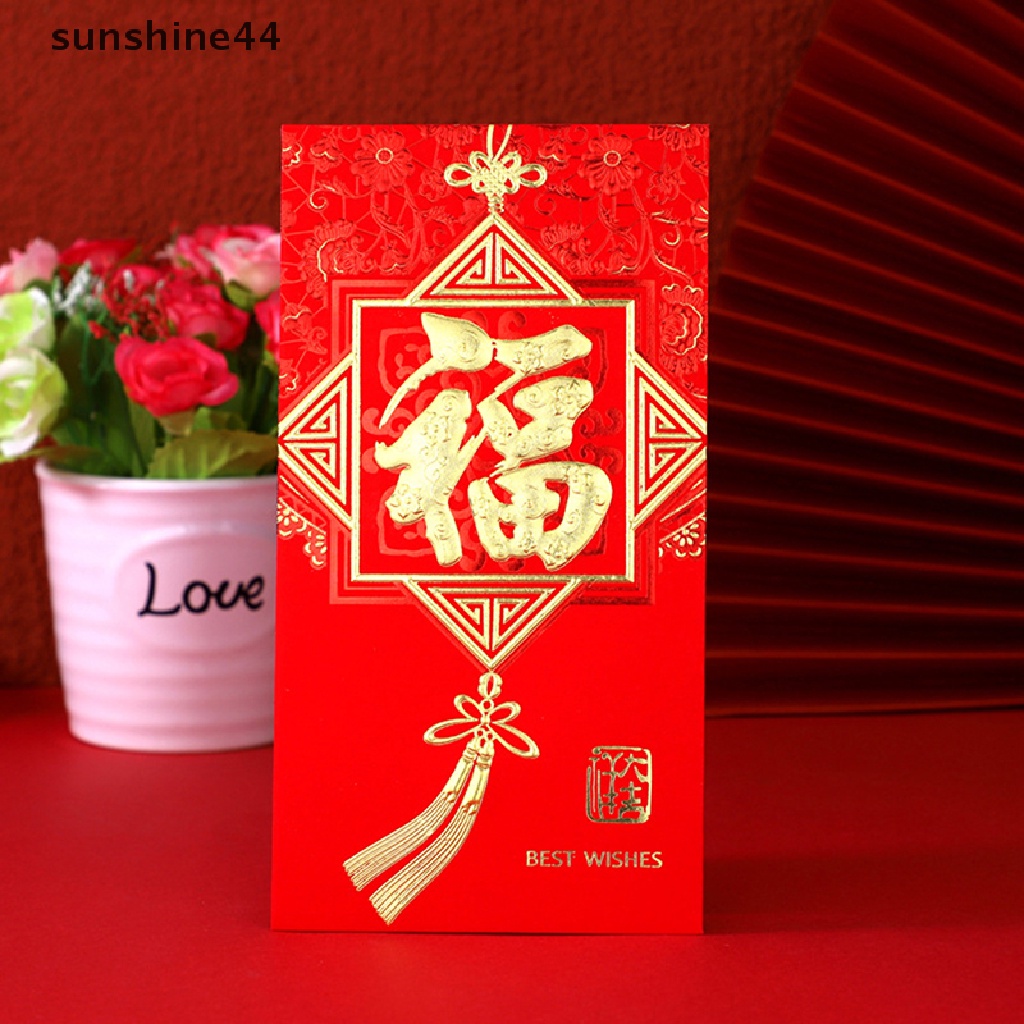 Sunshine 6pcs Amplop Angpao Merah Motif Kelinci Untuk Tahun Baru Cina
