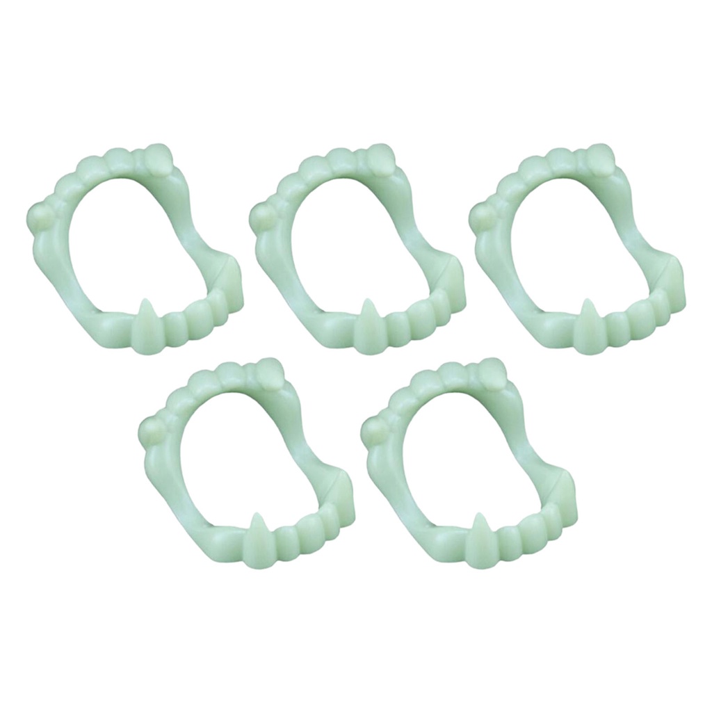 Ga-5pcs Gigi Palsu Halloween Simulasi Glow in The Dark Gigi Palsu Vampir Halloween Plastik Untuk Topeng