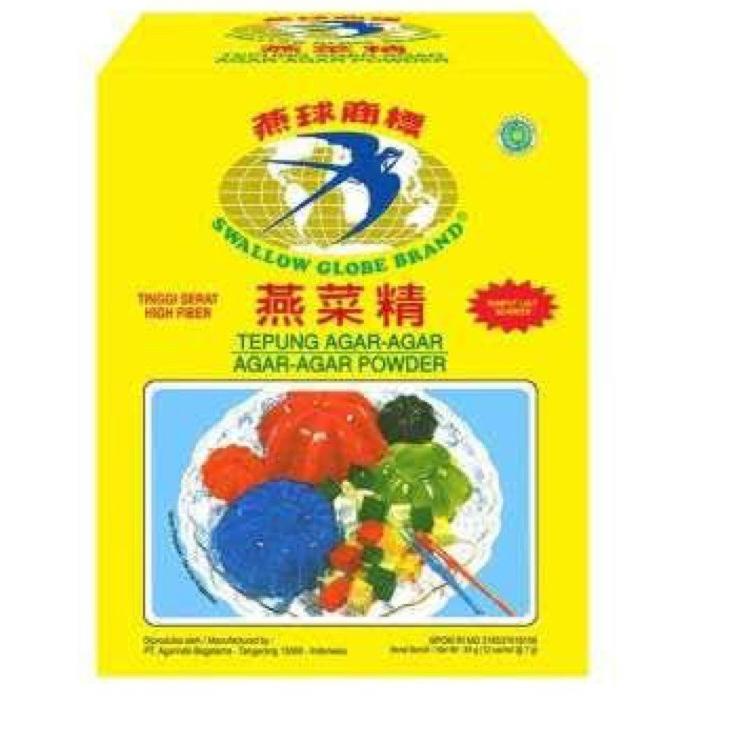 

CODEIi7I2--Agar agar swallow Globe Brand ( 1 box isi 12 sachet )