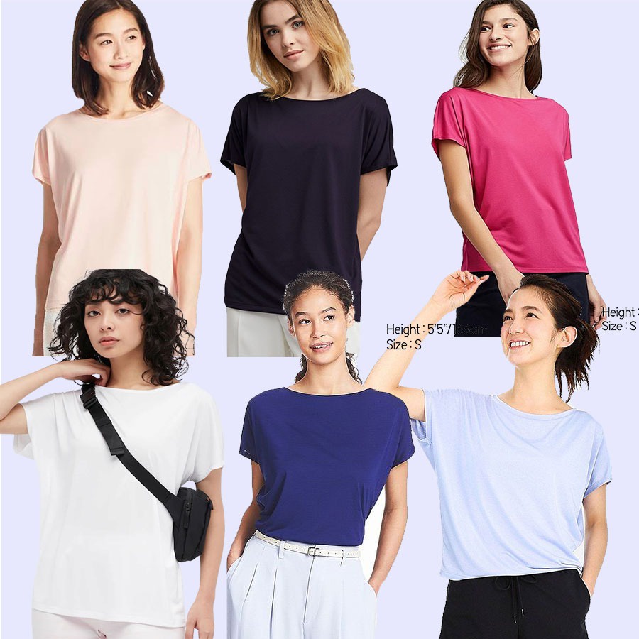 lovemecorner BEST SELLER UNIQLO BLOUSE TSHIRT DRAPE CREW TEE ORIGINAL KAOS WANITA TSHIRT WANITA BAJU