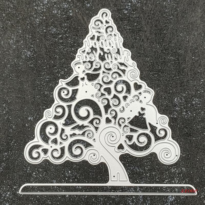 Cetakan Stensil Cutting Dies Motif Pohon Natal Bahan Metal Untuk Scrapbook / Craft DIY