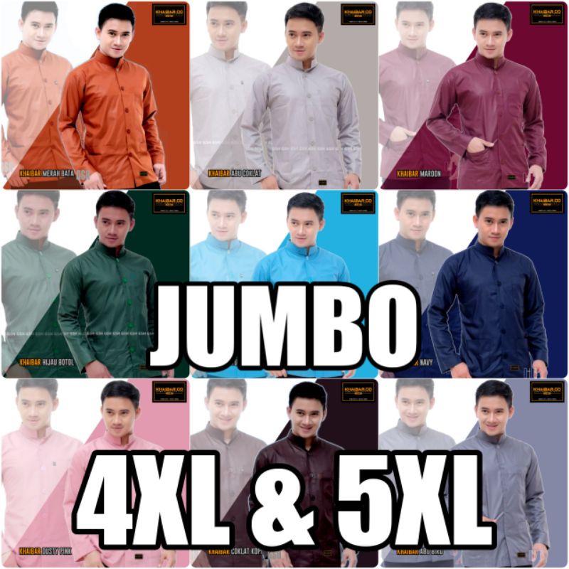 JUMBO 4XL &amp; 5XL BAJU KOKO KHAIBAR POLOS HAIBAH BAJU KOKO HABIB BAJU KOKO HAIBAH MODEL AMMU COLLECTION