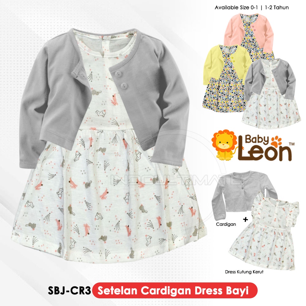 Rok Bayi Perempuan Setelan Cardigan Bayi BABY LEON + Dress Bayi Pakaian Bayi Perempuan SBJ-CR3 Baju Bayi Balita Cewek Baju Pesta Bayi Jaket Outer Bayi Baju Dress Gaun Bayi Perlengkapan Bayi Perempuan Bayi Cewek Pakaian Bayi Balita Perempuan