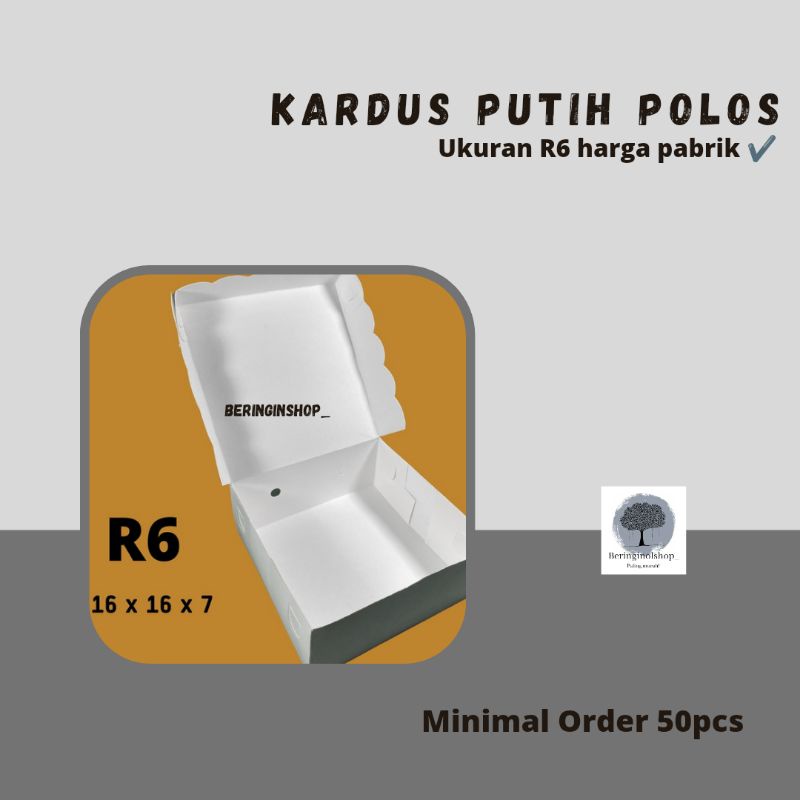 

Kardus Putih Polos | Box Nasi | Kotak Makan R6 Ukuran 16x16x7 cm