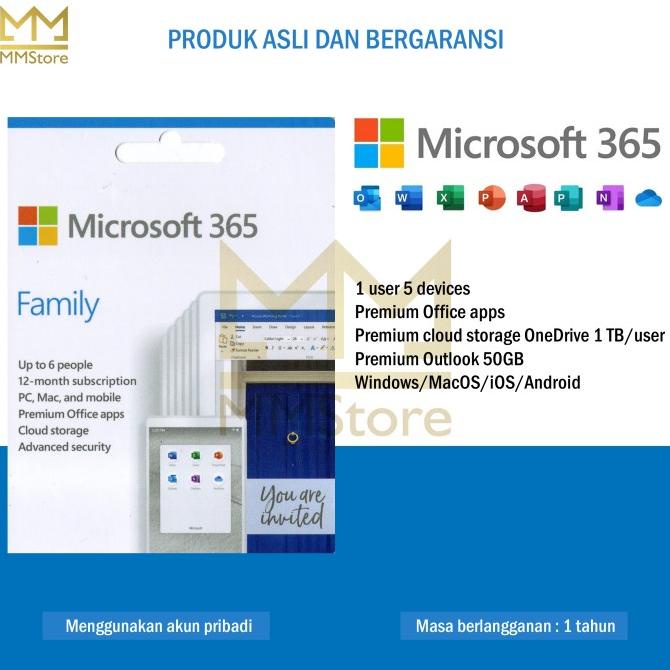 Microsoft Office 365 Family 1 Tahun Original Resmi