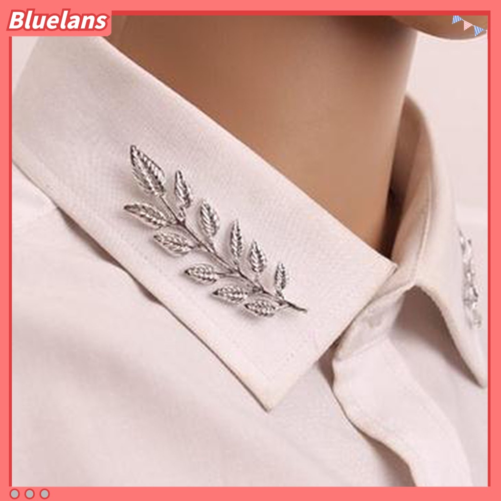Bluelans 1 Pasang Bros Pin Bentuk Daun Tahan Lama Untuk Dekorasi Pakaian