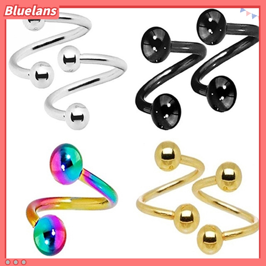 Bluelans 2 Pcs/1 Pair Nose Rings Punk Safe Material Stainless Steel Nose Ring Stud Hoop
