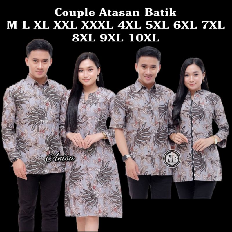 COUPLE BATIK DRES TUNIK BIG SIZE JUMBO M.L.XL.XXL.3XL.4XL.5XL.6XL.7XL.8XL.9XL.10XL seragam