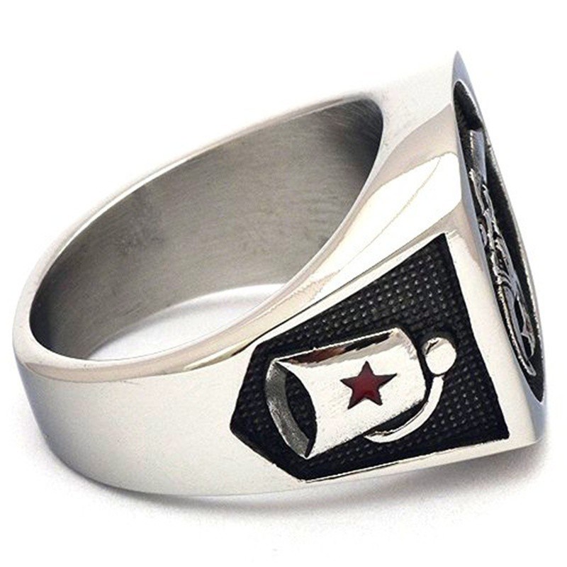 Cincin Masonic Bahan Stainless Steel Gaya Punk Untuk Pria