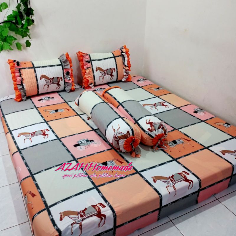 Sprei Tempahan Model Sarung Bantal Rumbai Katun Lokal Star