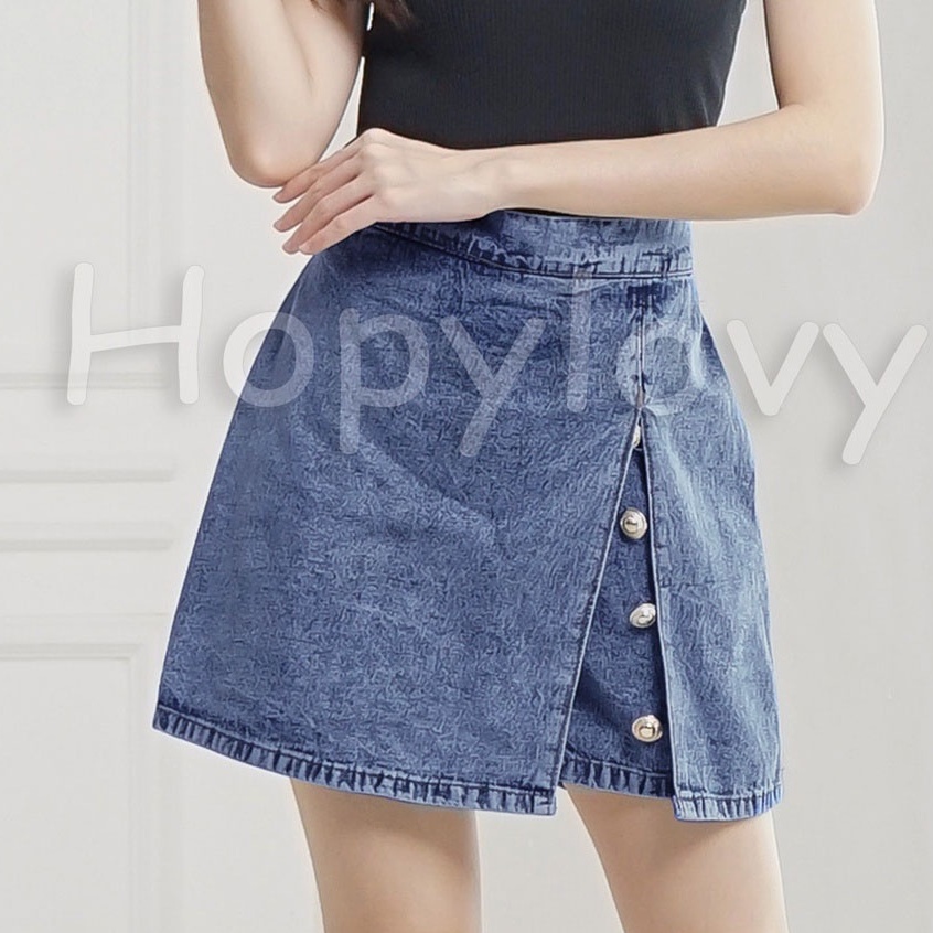 Skort Wanita |  Rok Celana Wanita | Skort Jeans | Rok dalamnya Celana Pendek | Hotpants Rok 2in1 High Waist Jeans Cika HOPYLOVY