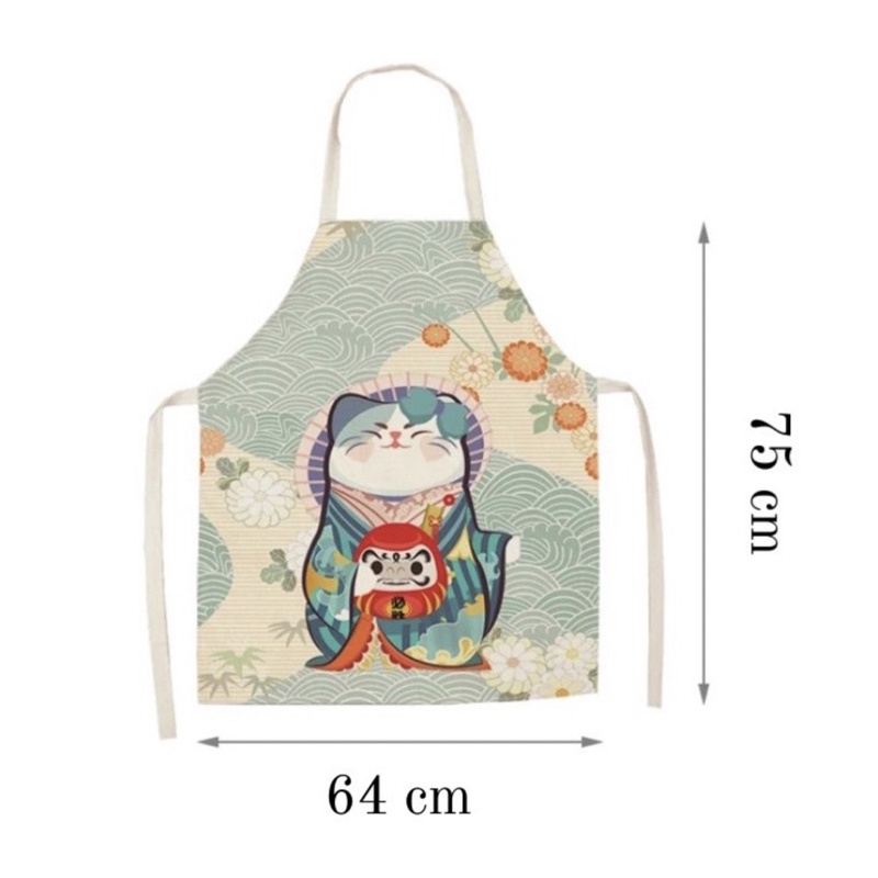 Apron celemek printing kanvas motif neko jepang