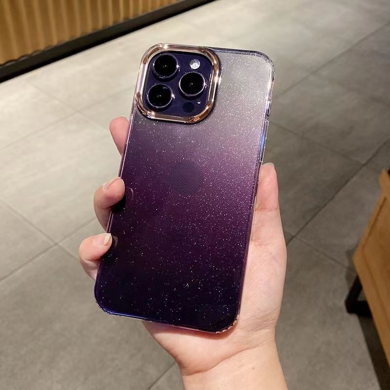 Case Bahan TPU Transparan Aksen Glitter Warna Gradasi Untuk Iphone 14 Pro MAX 11 Pro MAX 12 13 Pro MAX