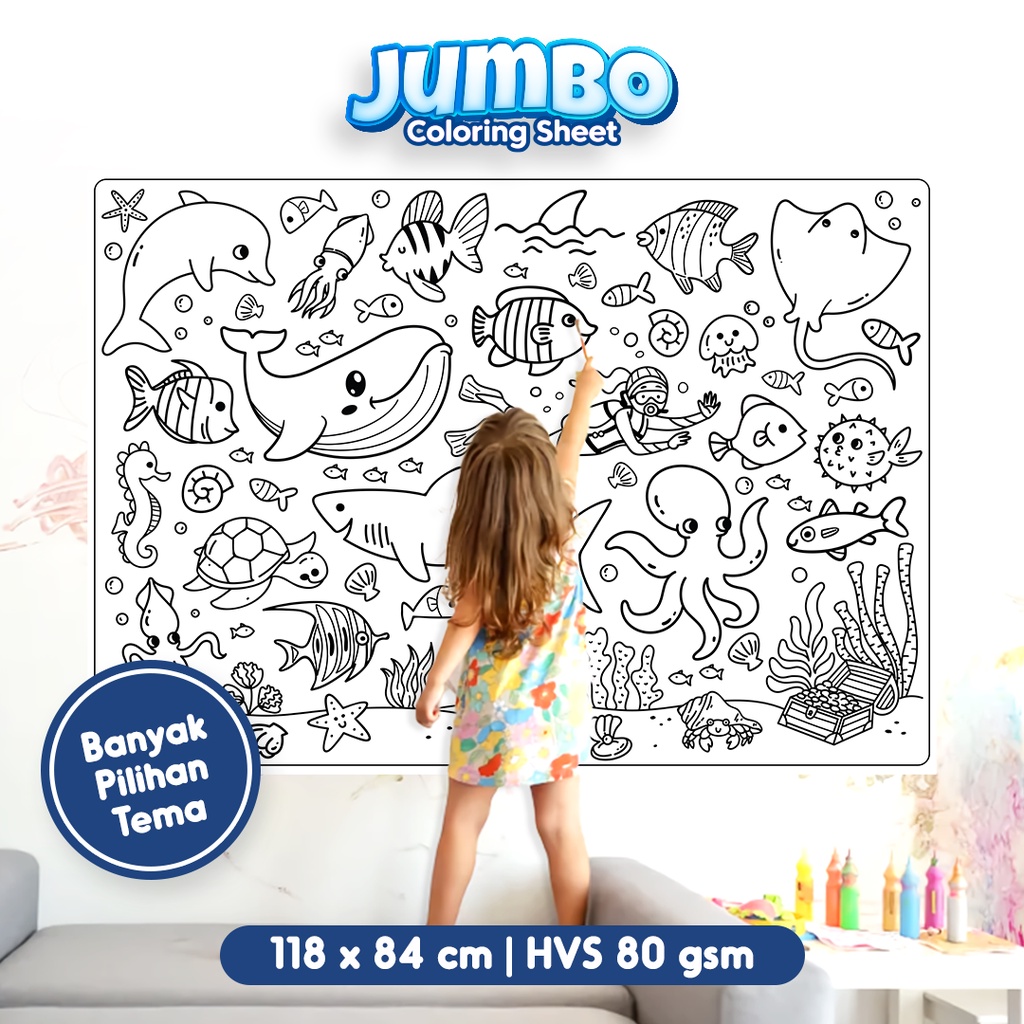 Jumbo Coloring Sheet / Kertas Mewarnai Raksasa A0 / Giant Poster Doodle kainara