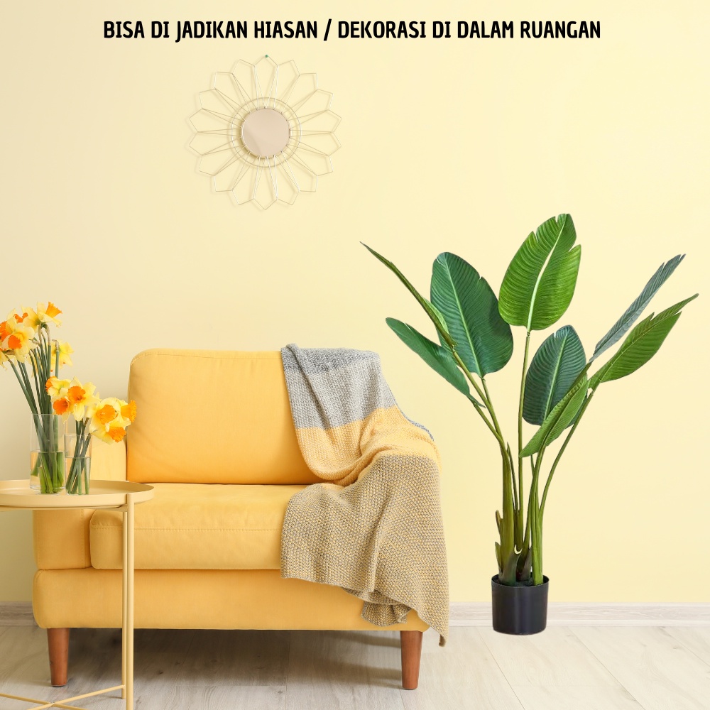 Pohon Pisang Plastik Tinggi 1,2 Meter Pohon Hiasan Ruangan Ornamen Pajangan Dekorasi Rumah Artificial Plants Monstera Banana Tree Satu7an PBP78