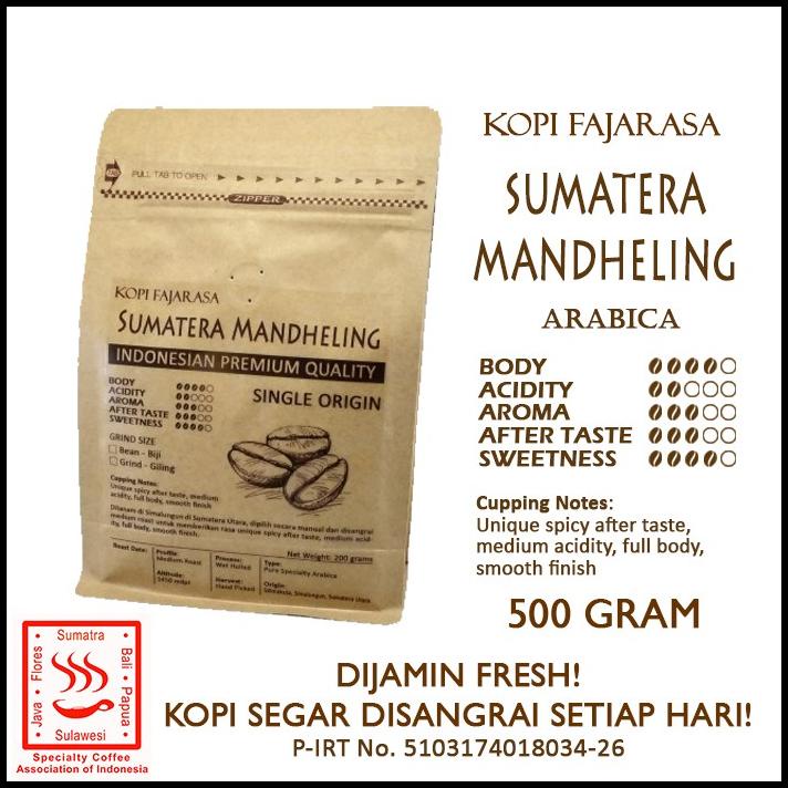 

Kopi Fajarasa Sumatera Mandheling Biji Kopi Arabica 500 Gram