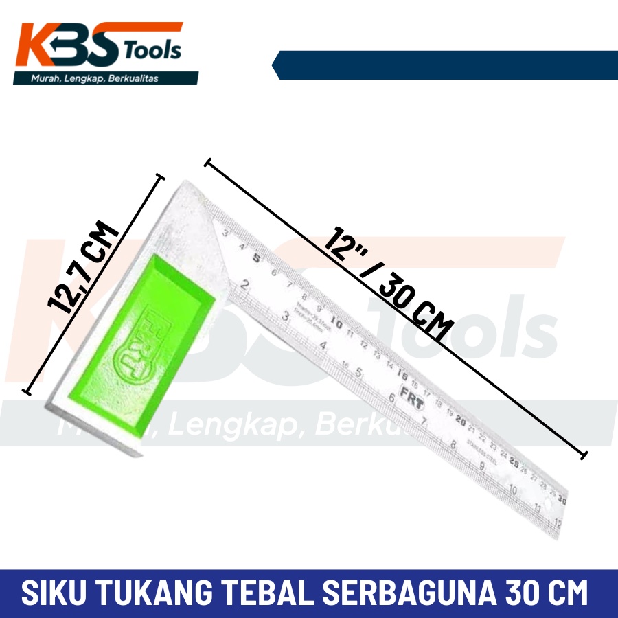 Penggaris Siku Tukang Besi Tebal 30 cm - Mistar L Sudut 12 Inch