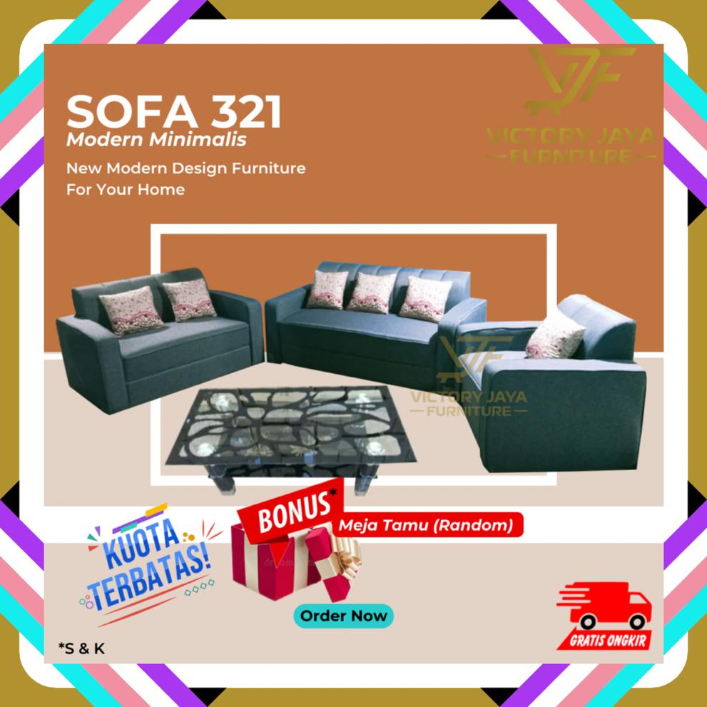 Sofa Tamu Minimalis - Bahan Kain Kanvas Premium