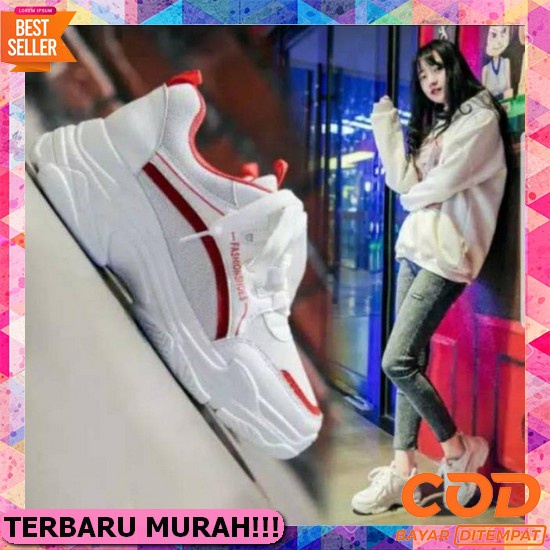 Sepatu Wanita Sneakers Import Terbaru Putih Hitam Korea Sekolah Tinggi Promo Branded Tipe S225 Hl888