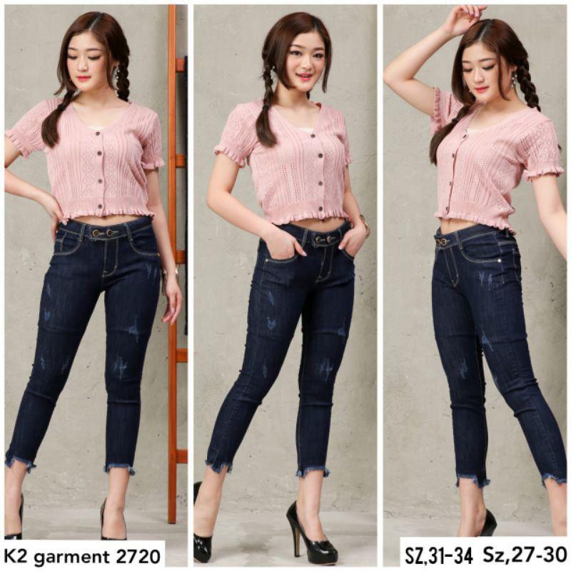 CELANA 7/9 JEANS WANITA HARVEY GARMENT BLUE K2 SIZE 27-34