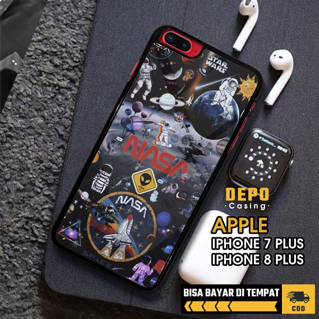 Case Iphone 7 Plus 8 Plus Case Hp Iphone 7 Plus 8 Plus Depo Casing [NASA] Premium Glossy Case Custom
