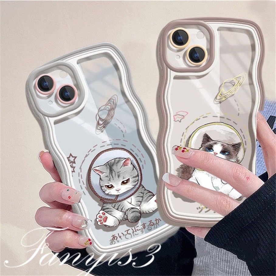 Redmi 12C A1 10C 10A 10 9 9A 9C 9T Note 11 Pro+ 11s 11 10s 10 9s 9 8 Pro Poco X4Pro X3 Pro X3NFC M4 Mi 11 Lite 10TPro Cute Emo Cat Flowers Wave Frame Phone Case TPU Soft Cover