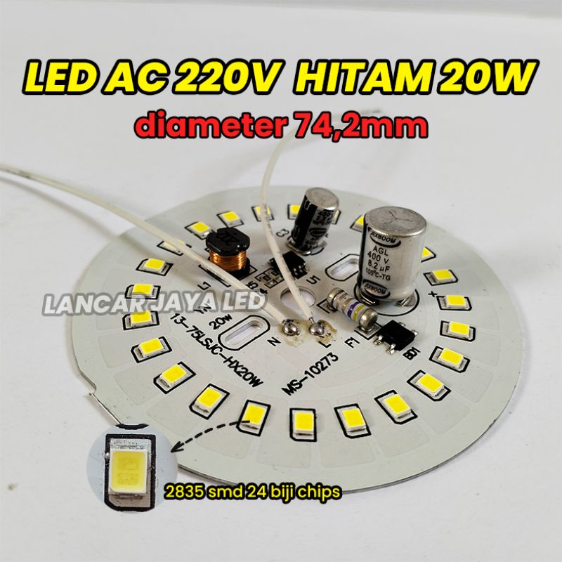 Modul PCB Led Ac Kode Hitam 20w