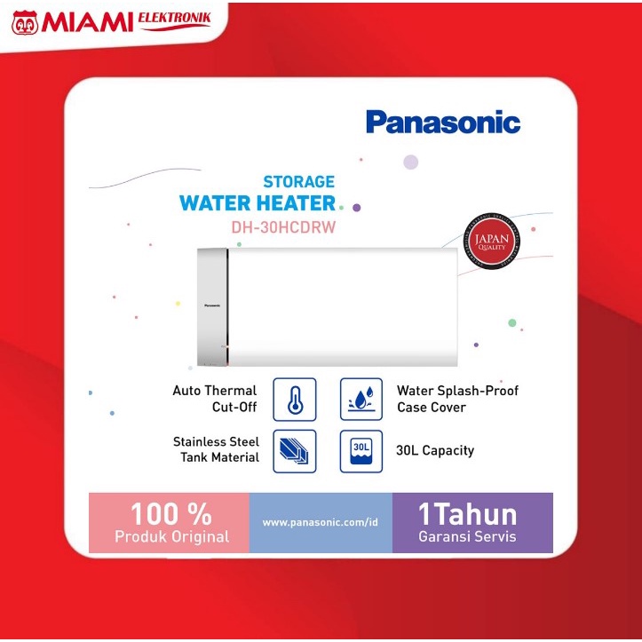 Panasonic 30HCDRW Water Heater 30 Liter Pemanas Air 500 Watt
