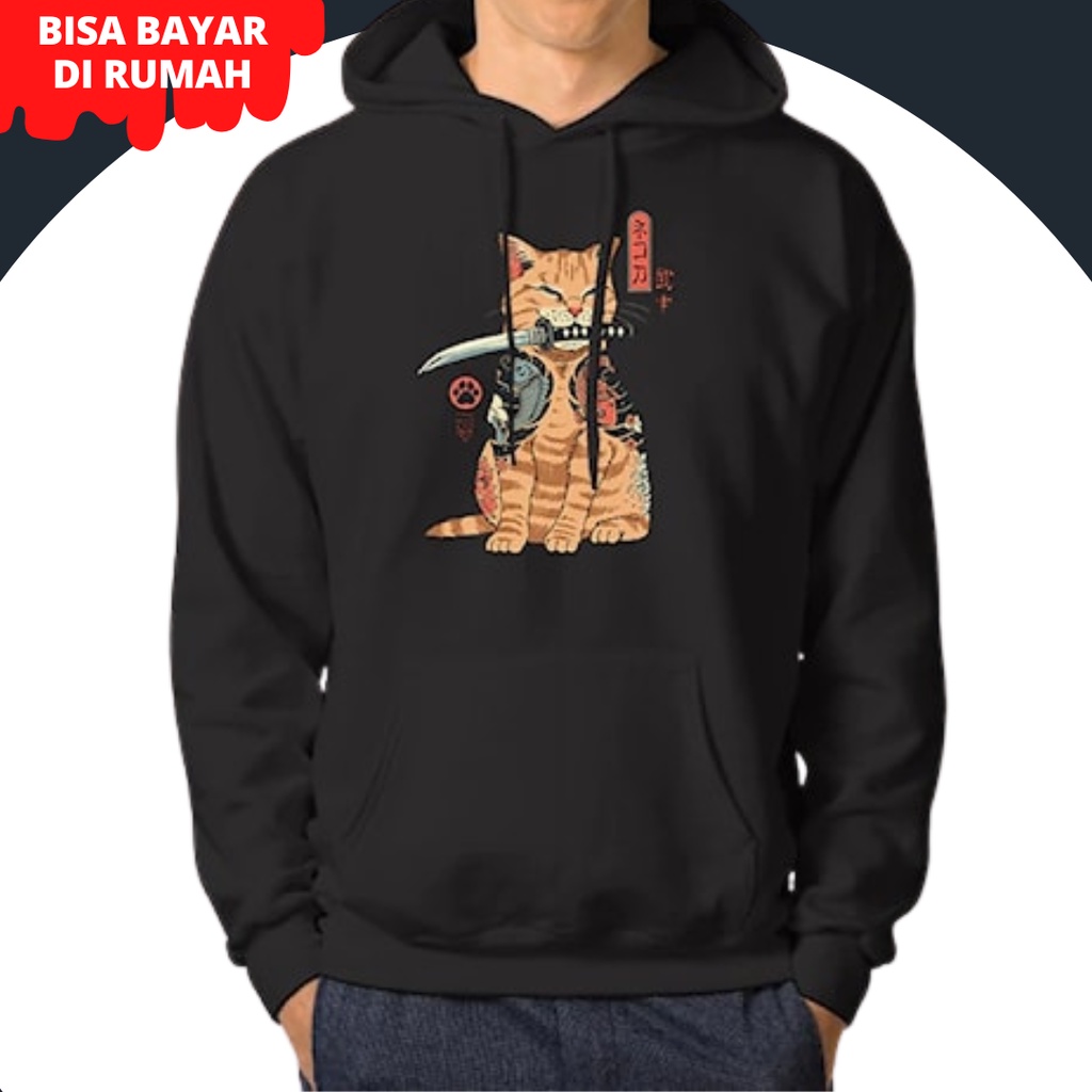 hodie pria murah keren hodie laki laki hoodie remaja cowok hodie cowok murah  (  Hoodie Samurai Cat