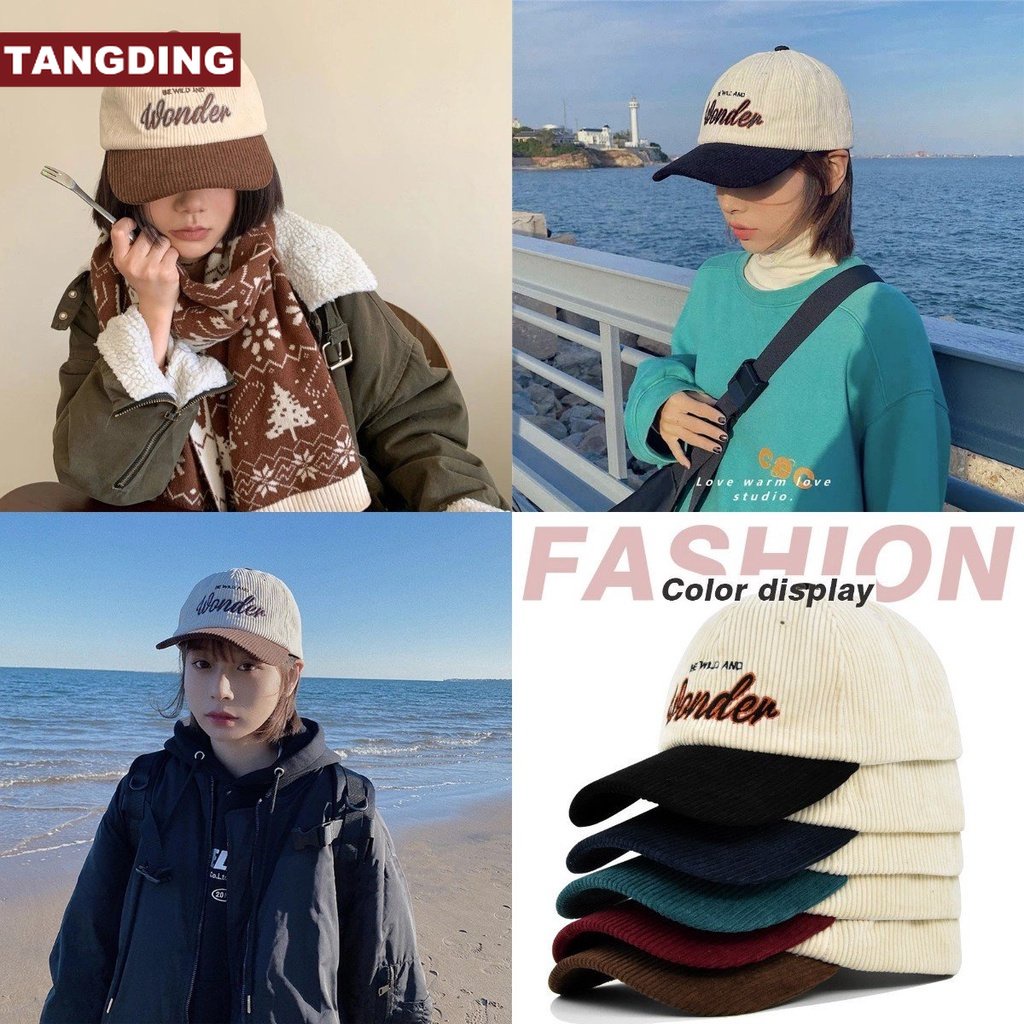 【COD Tangding】Topi Baseball Bahan Corduroy Motif Bordir Gaya Korea 5 Warna