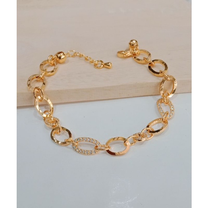 GELANG TITANIUM GELANG RANTAI SILVER/GOLD LAPIS EMAS GELANG JURAI RANTAI AKSESORIS TITANIUM