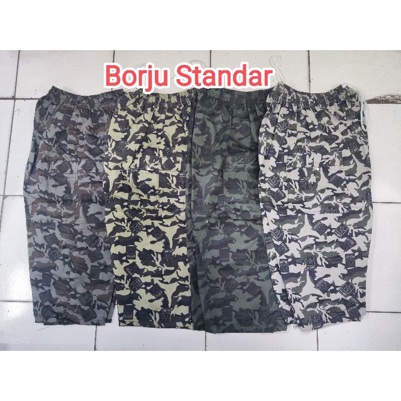 Celana Santai Borju Loreng Kantong Cargo Dewasa Borju