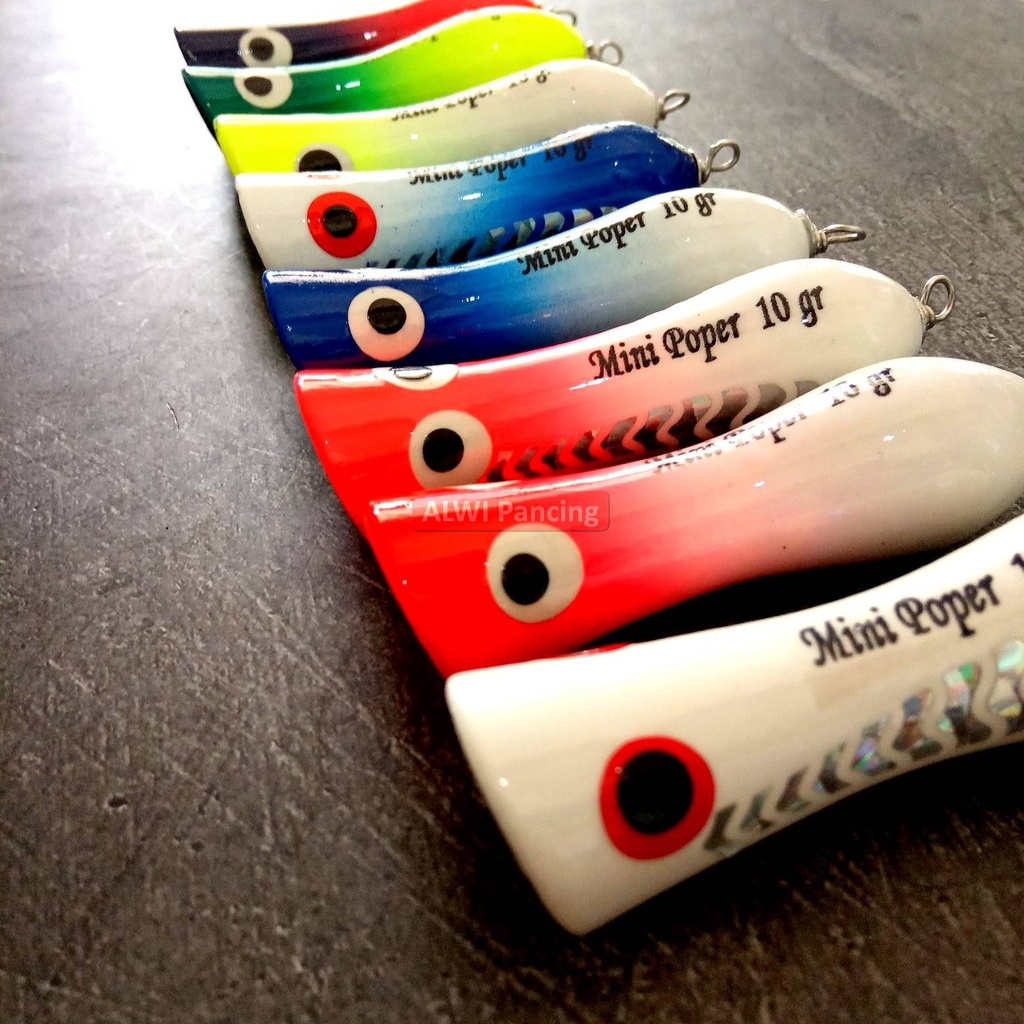 UMPAN PANCING POPPER KAYU 10gr / 8cm ~ MINI POPPER HANDMADE
