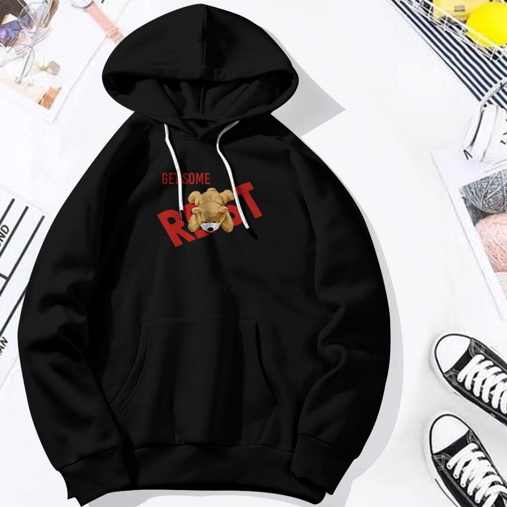 HOODIE WANITA GET SOME REST // HOODIE WANITA LUCU PREMIUM FLEECE TEBAL LEMBUT TERBARU,